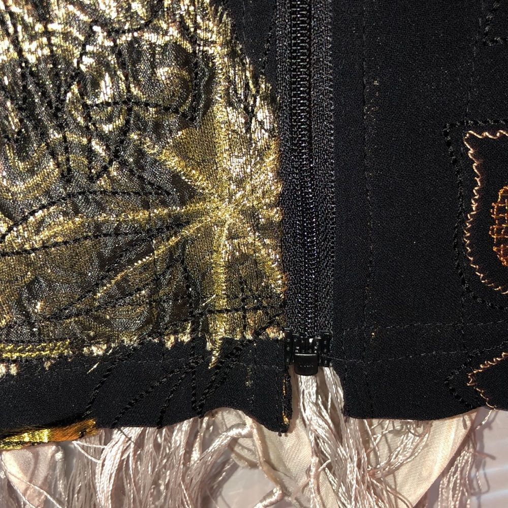 Chico’s L Black Green Gold Patchwork Embroidered Light Full Zip Jacket - Picture 6 of 15
